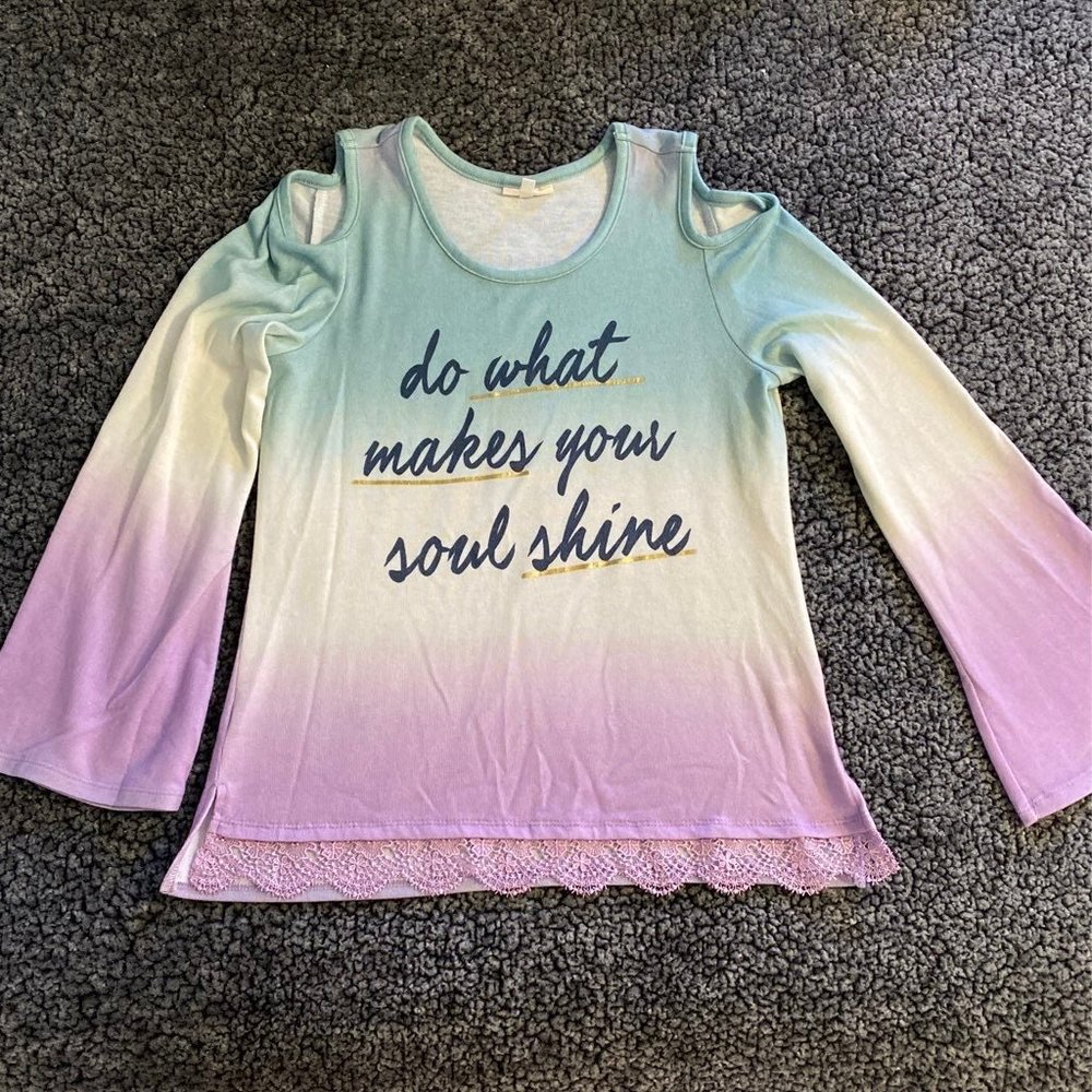 NEW Girls Do What Makes Your Soul Shine Pastel Tie Dye Long Sleeve Top Size L